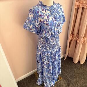 Blue Floral Smocked Maxi Dress – Centro